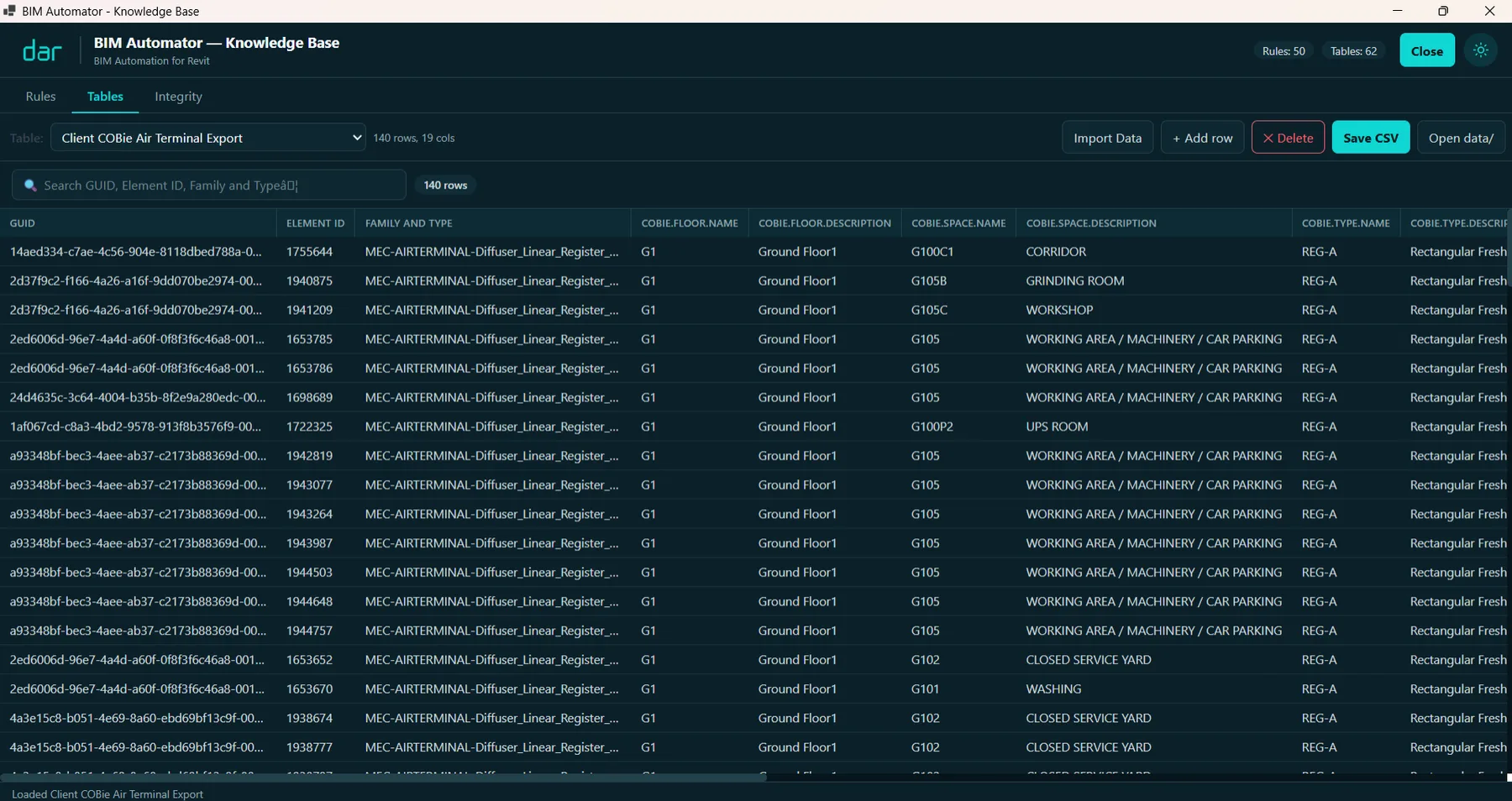 Reference data tables