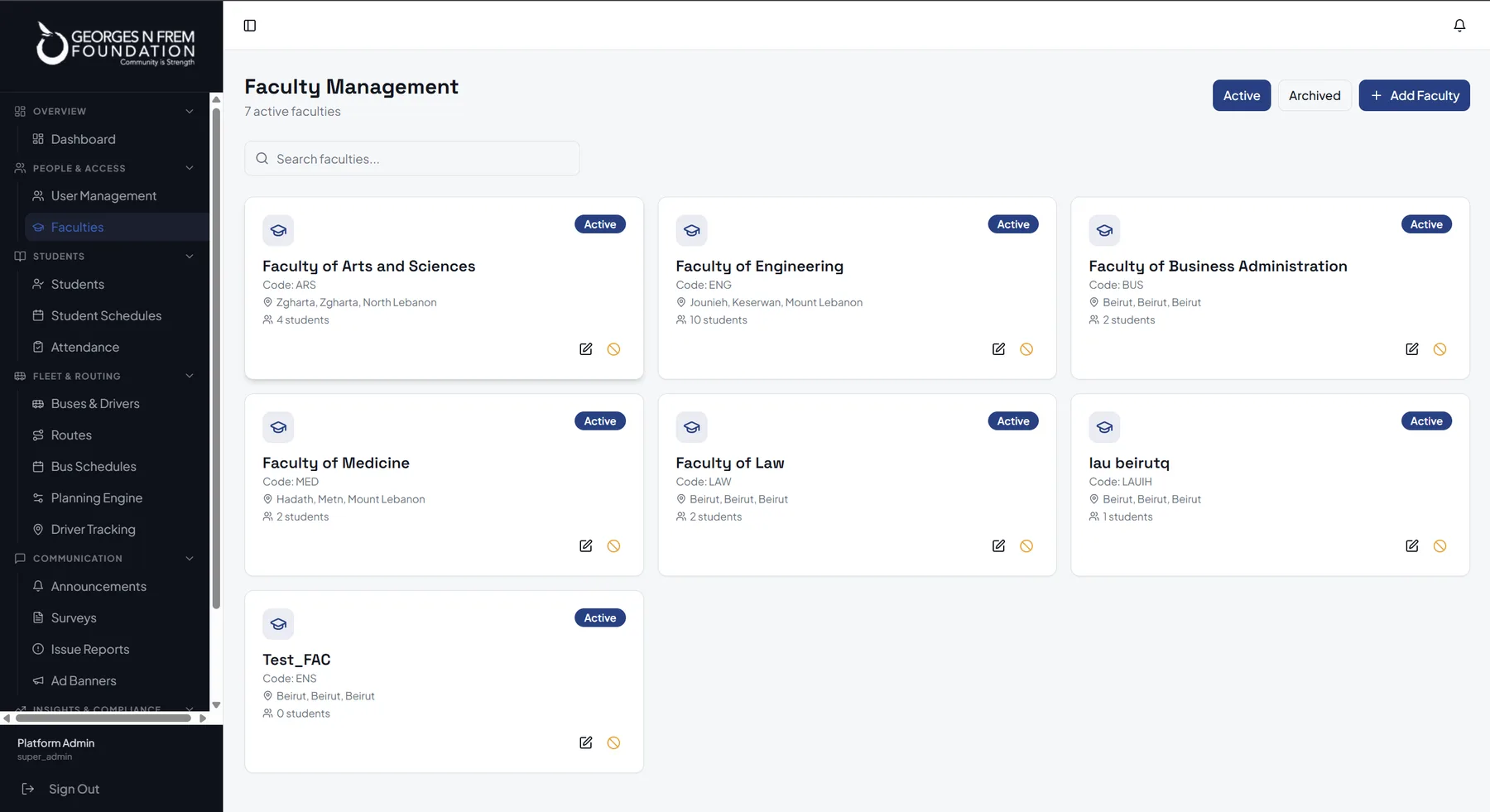 Faculty management