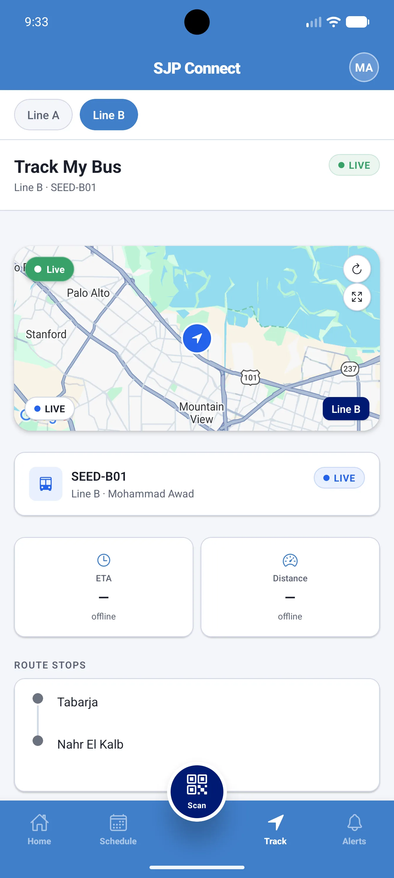 Live bus tracking