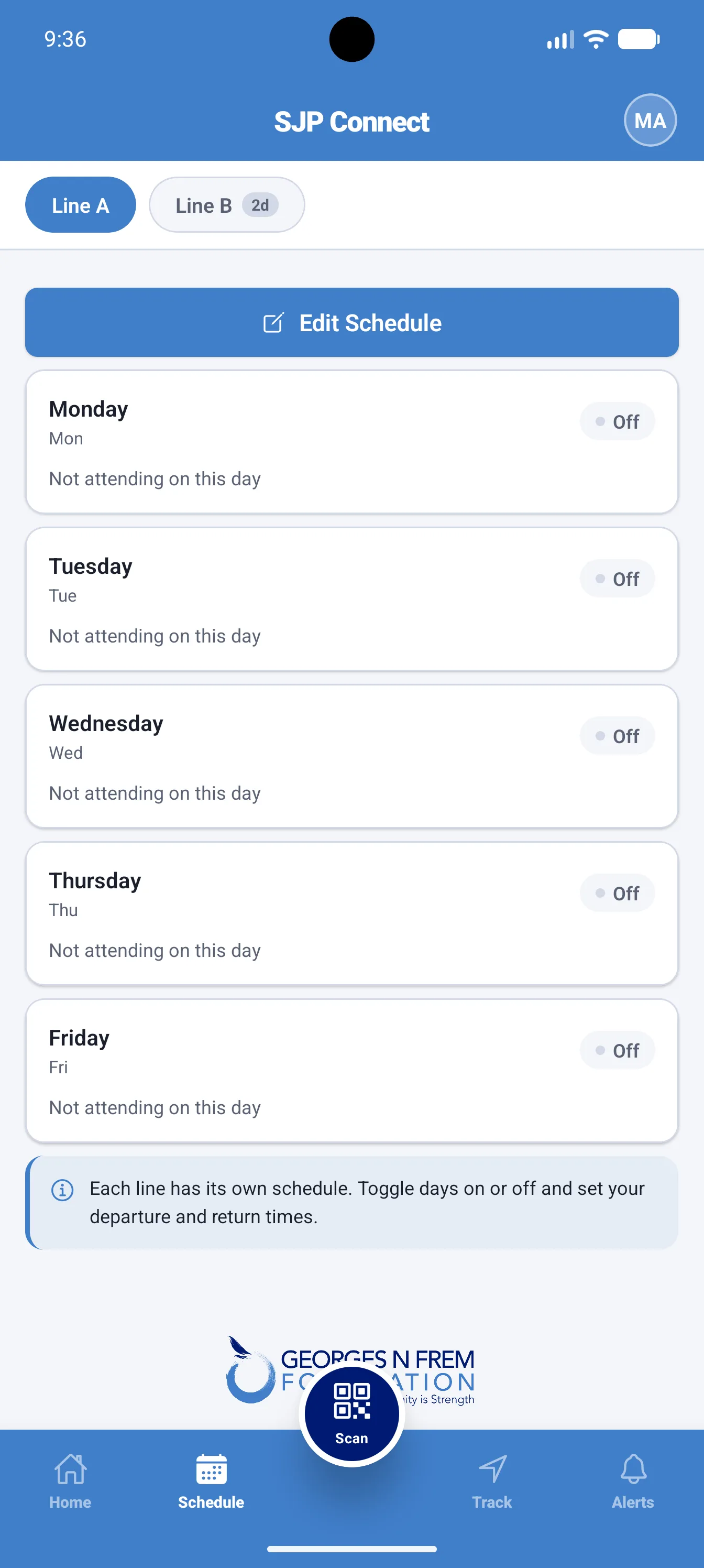 Weekly schedule management