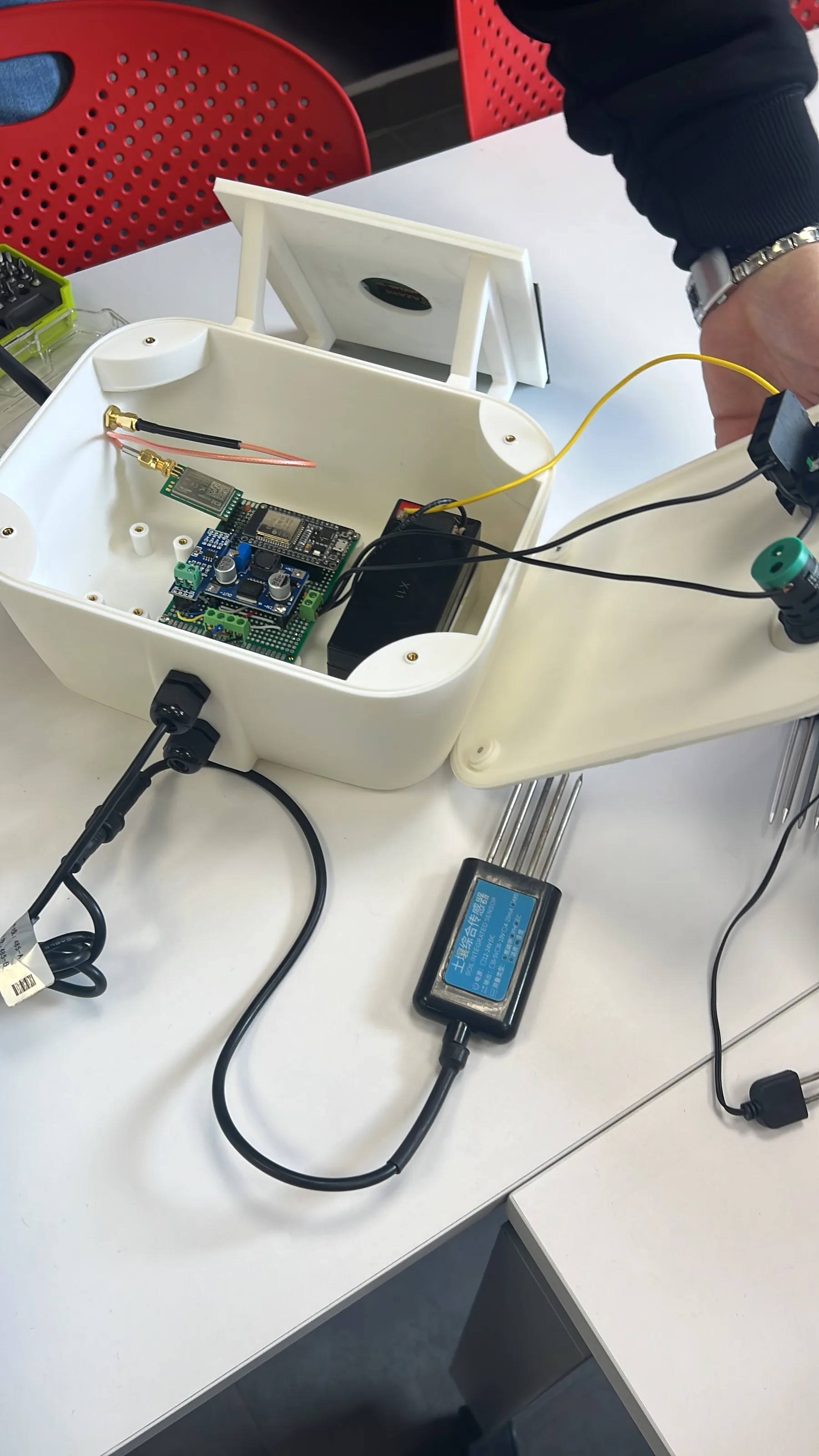 Field hub assembly with soil sensor probe