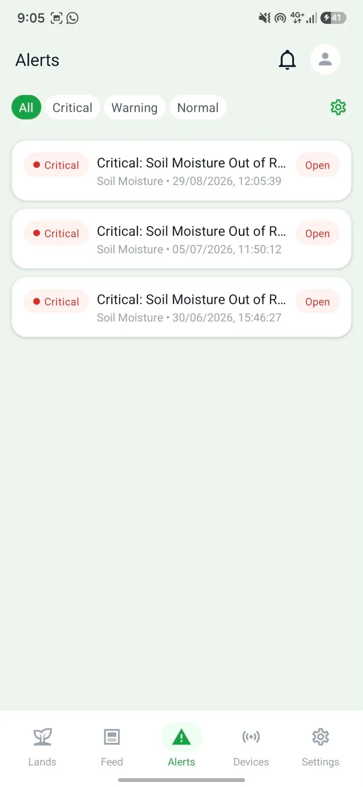 Irrigation alerts